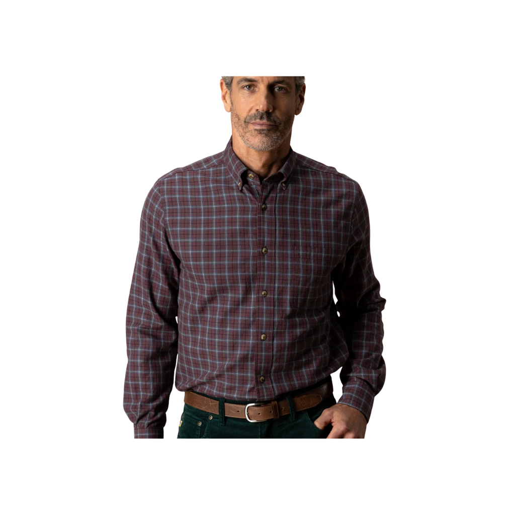 LS Cotton Wool Sport Shirt - Mercer Plaid - Huckleberry