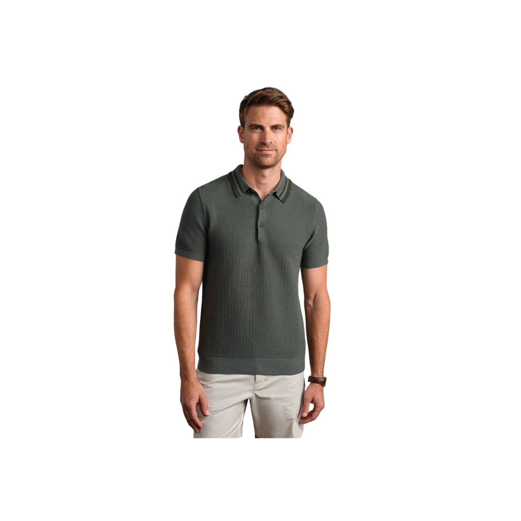 Fine Knit Sweater Polo - Olive Shadow