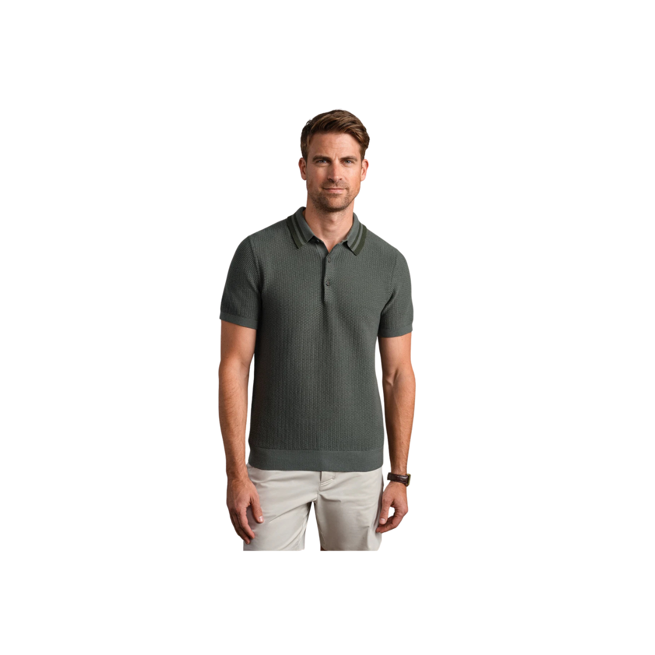 Fine Knit Sweater Polo - Olive Shadow