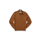 Ridley Cotton Cashmere 1/4 Zip Sweater - Dark Amber Heather