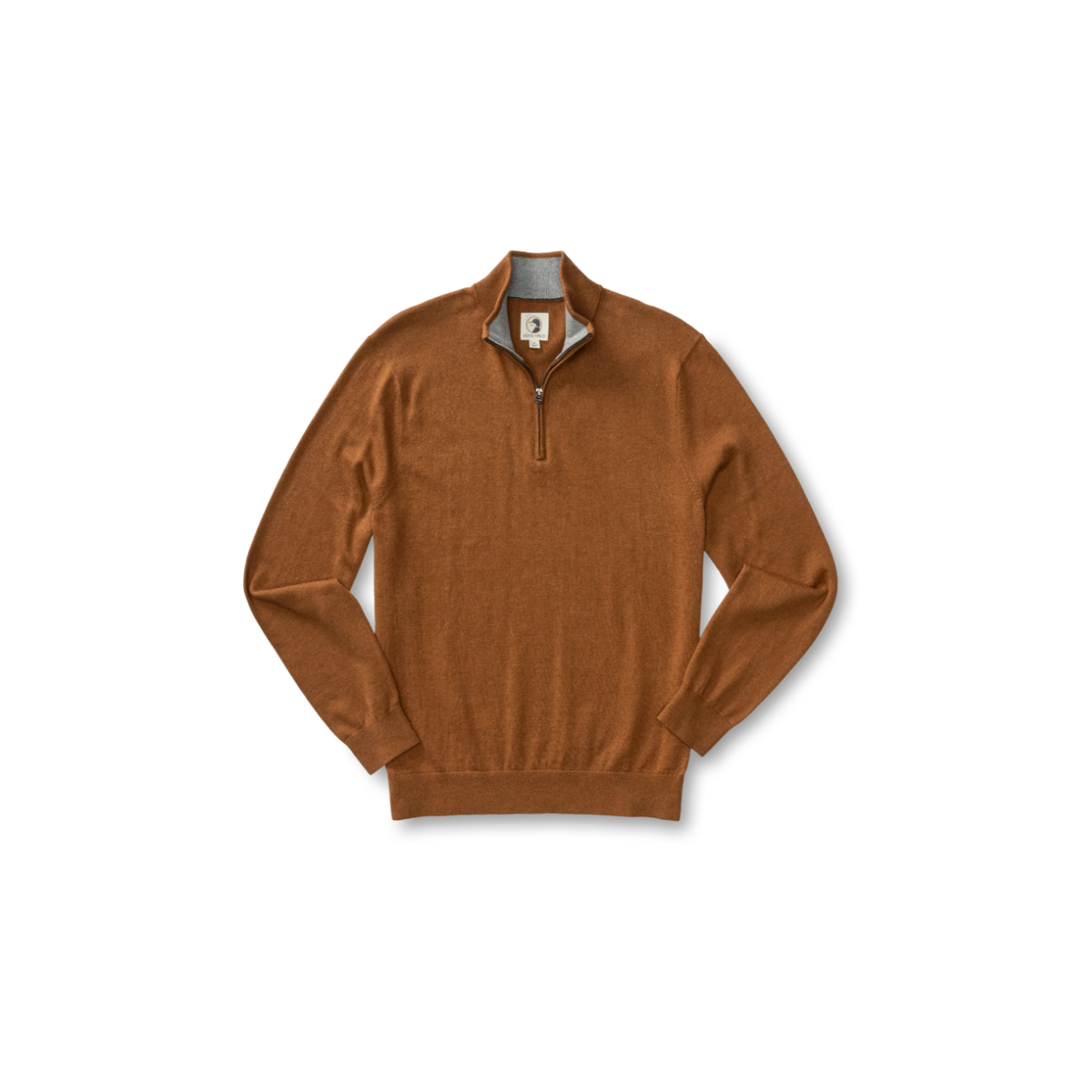 Ridley Cotton Cashmere 1/4 Zip Sweater - Dark Amber Heather