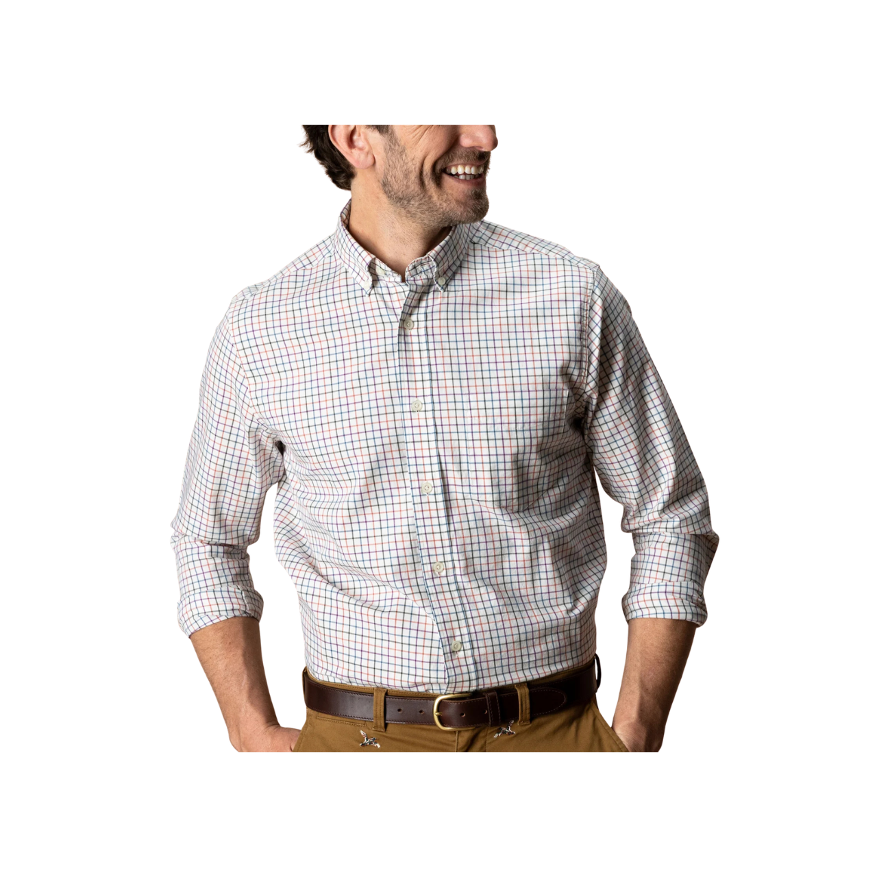 LS Cotton Twill Joyner Plaid Shirt - Lang Plaid - Weathered Rose