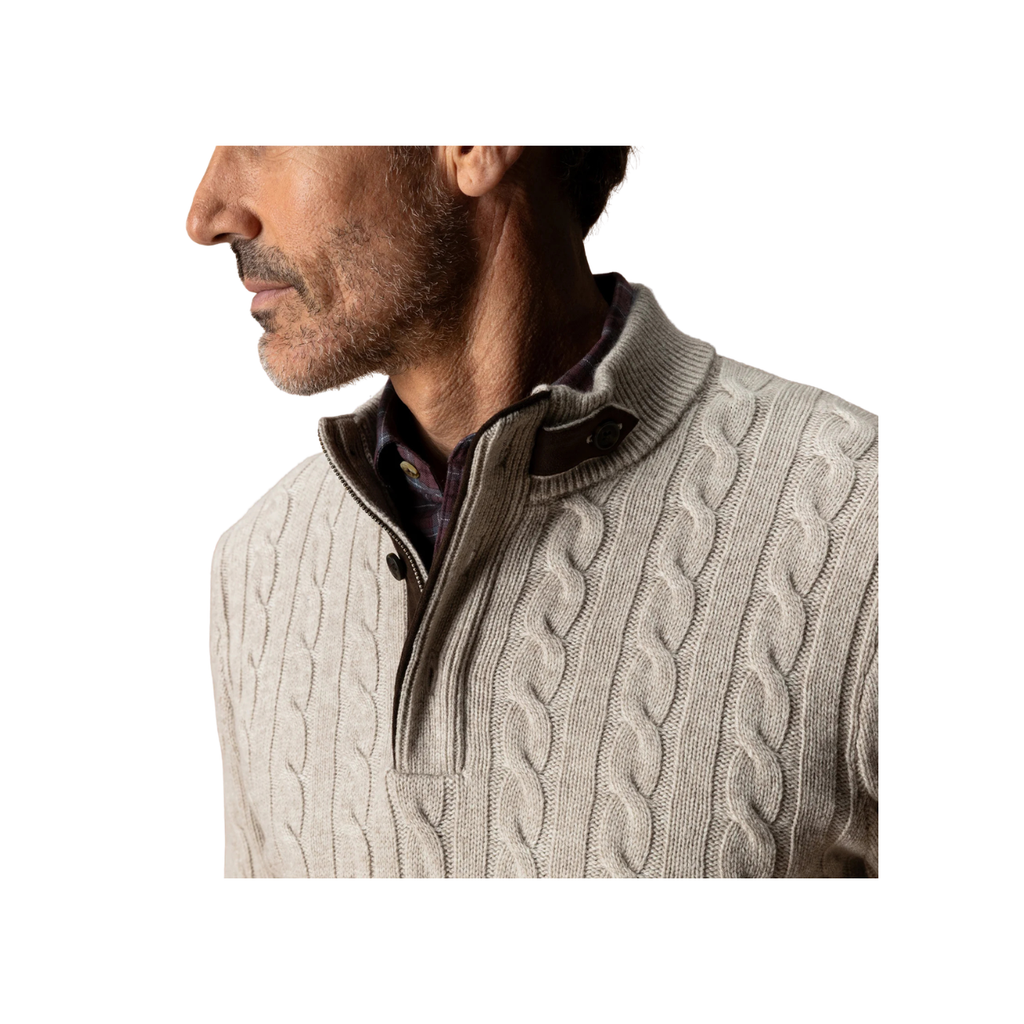 Walcott Merino Cable Knit 1/4 Zip Sweater - Stone Heather