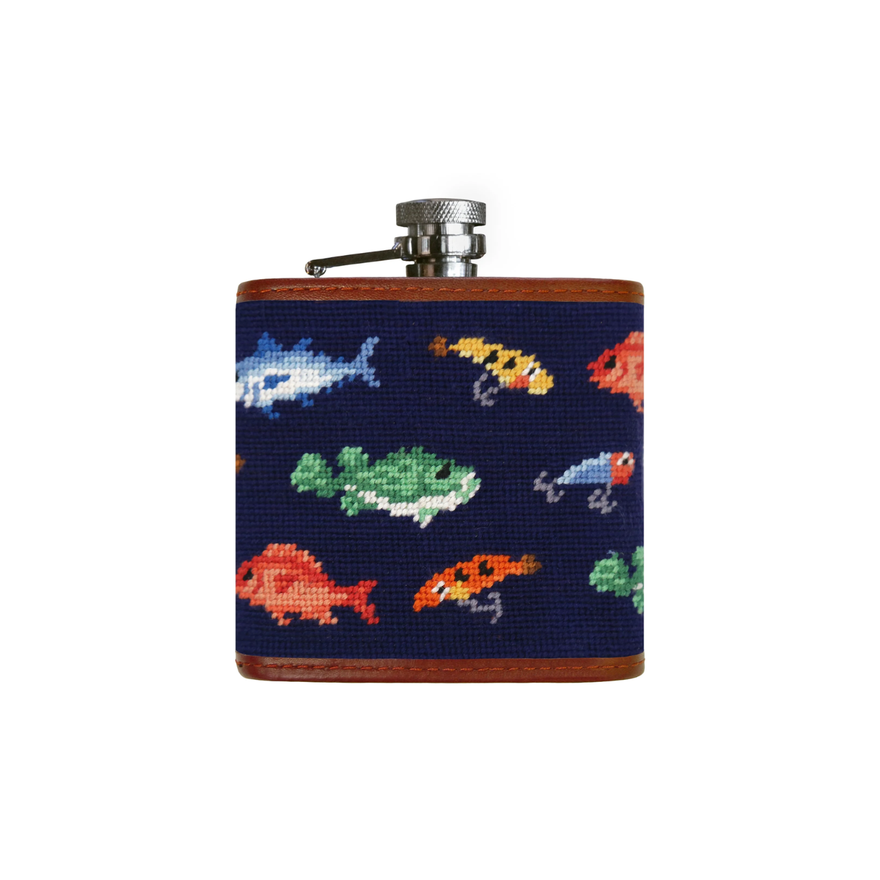 Fish and Tackle Pattern Flask