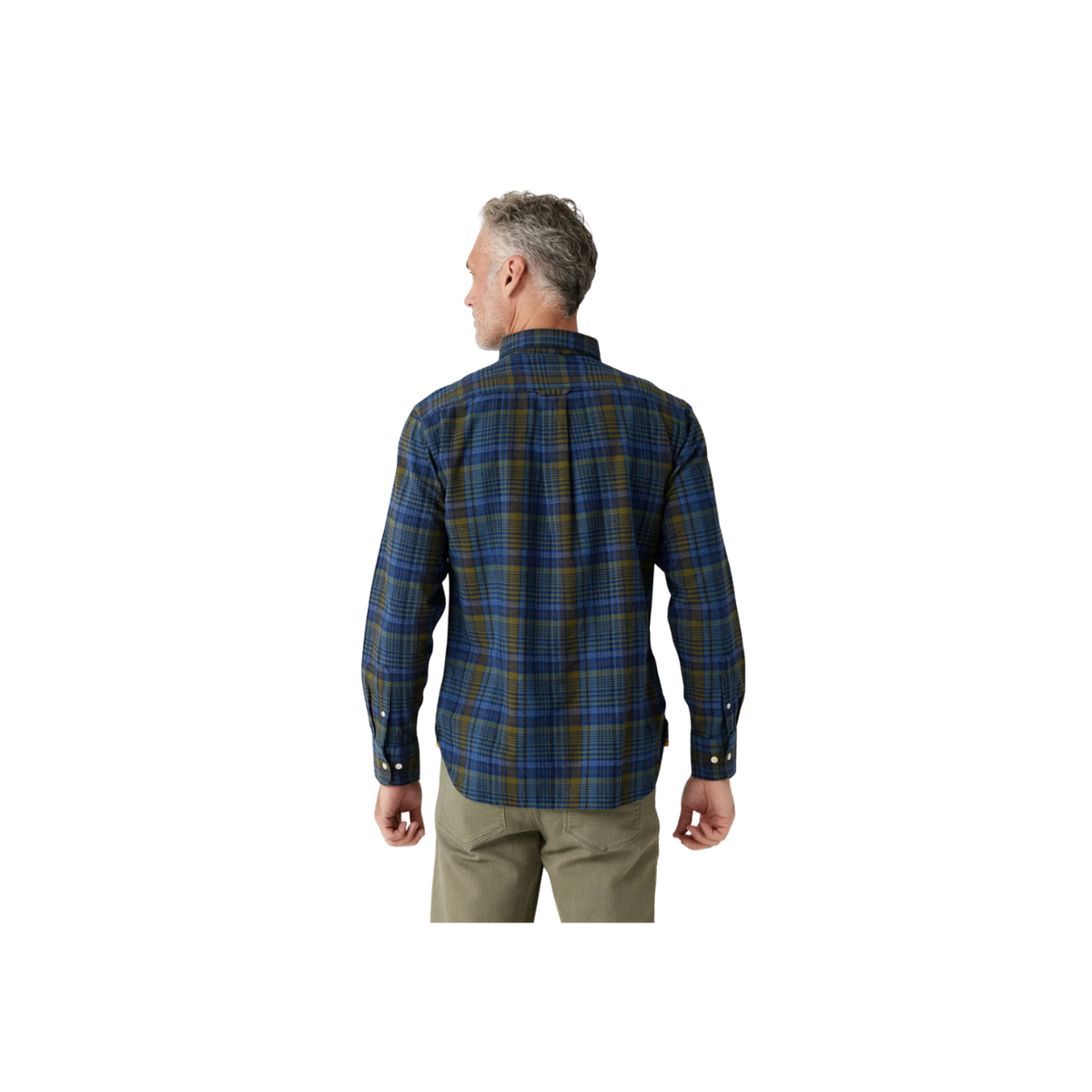 No 5 Classic Button Down Collar LS Shirt - Indigo/Olive Check