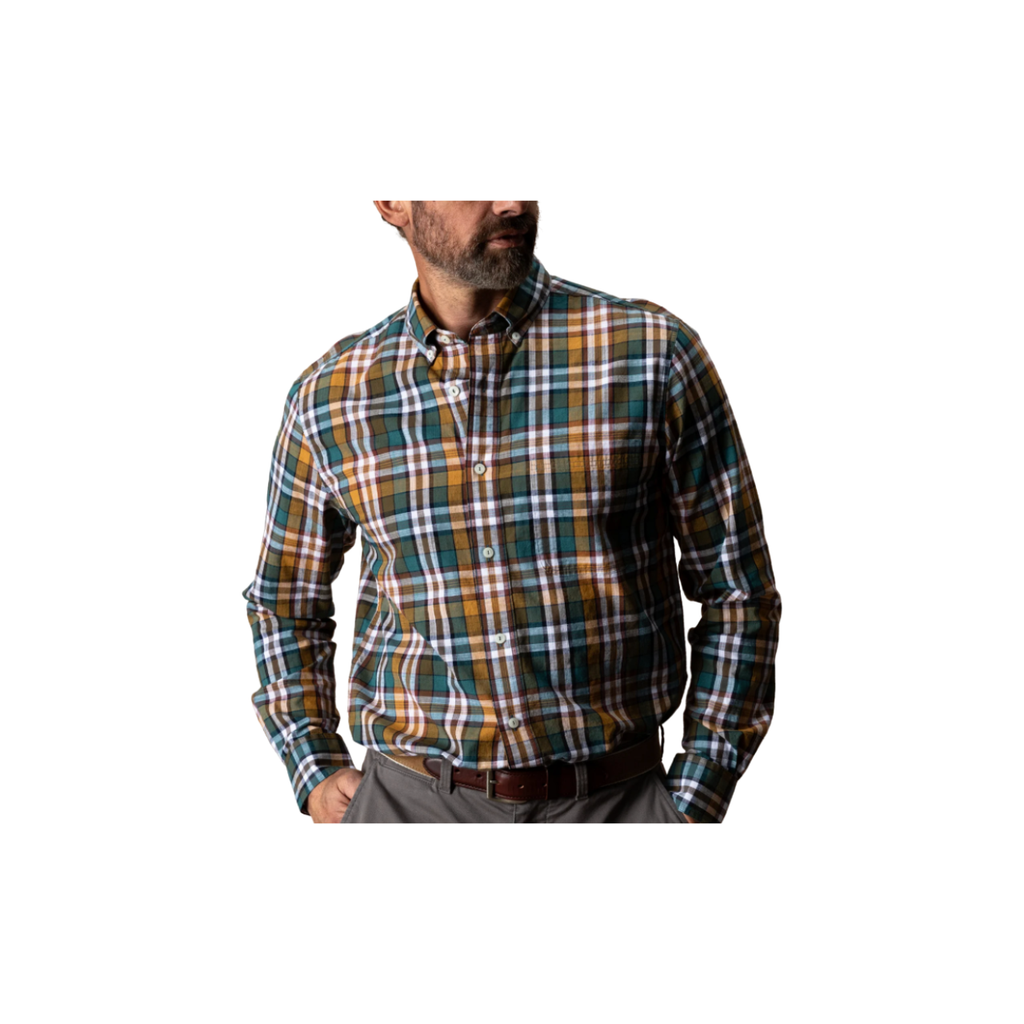 LS Cotton Slub Sport Shirt - Toni Plaid - Amberwood
