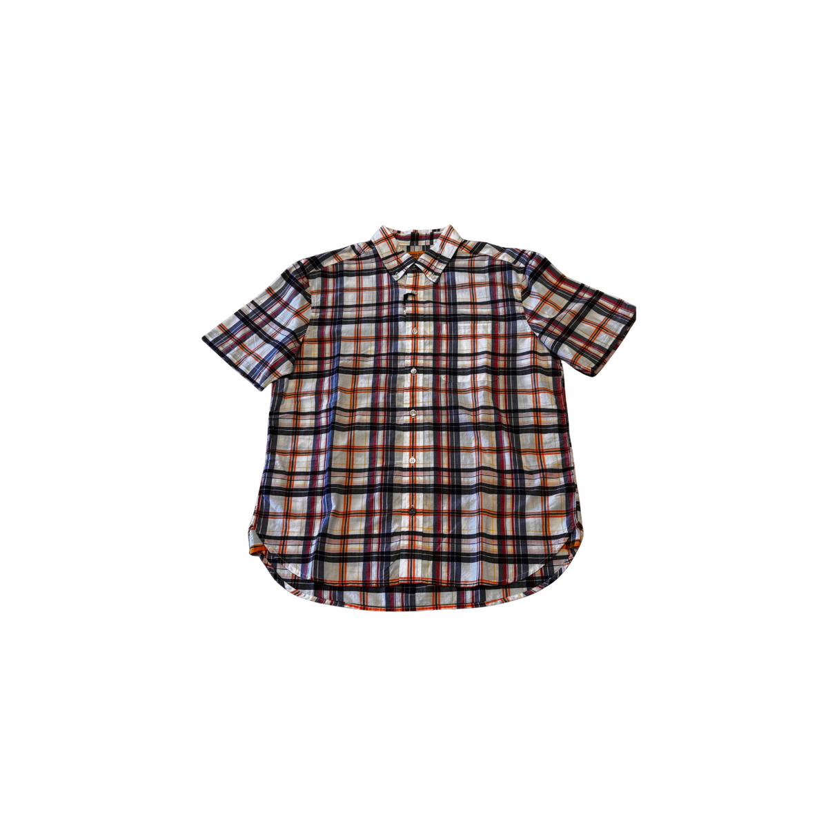 No 6 - White/Navy Orange Check