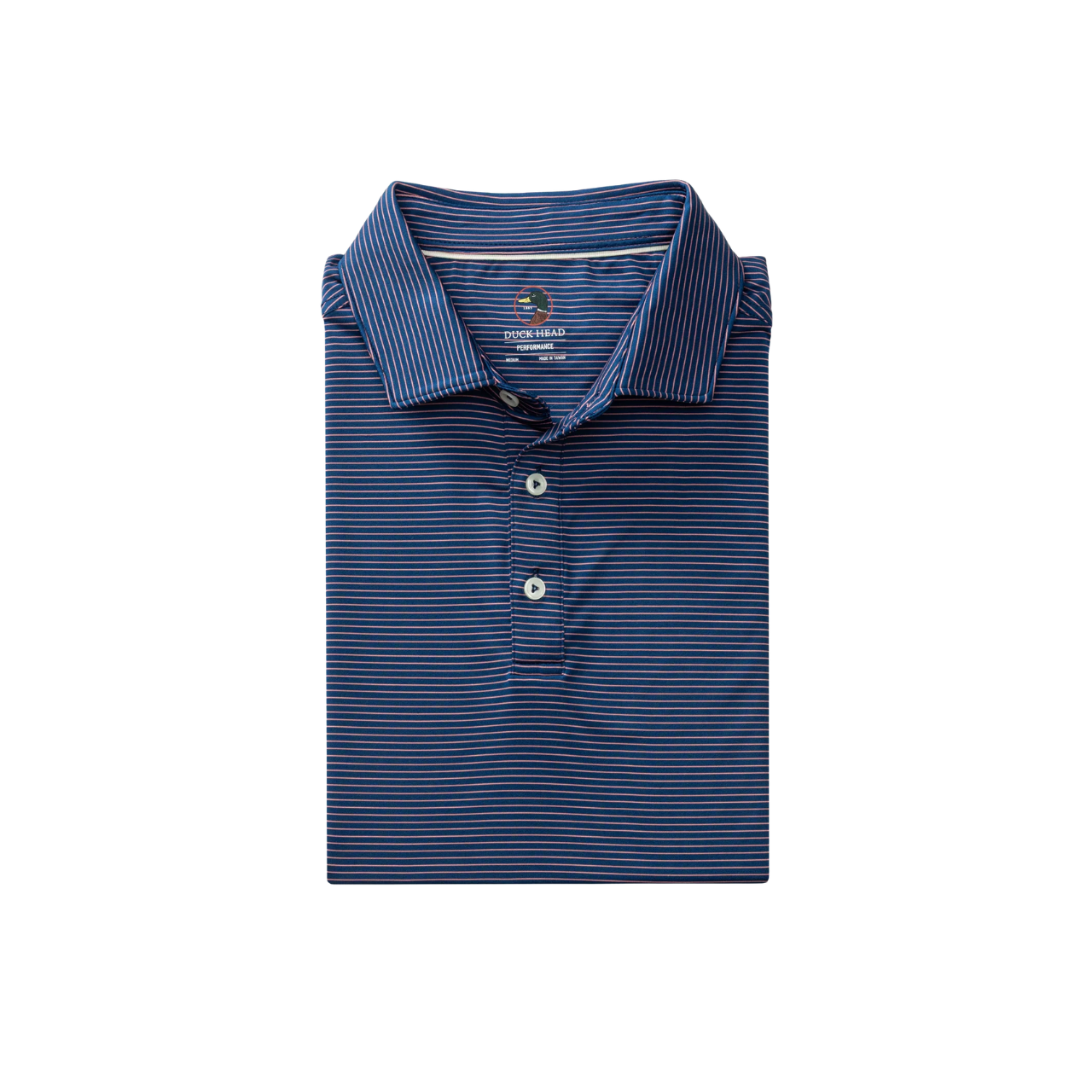 SS Long Drive Performance Polo - Whit Stripe - Navy Peony