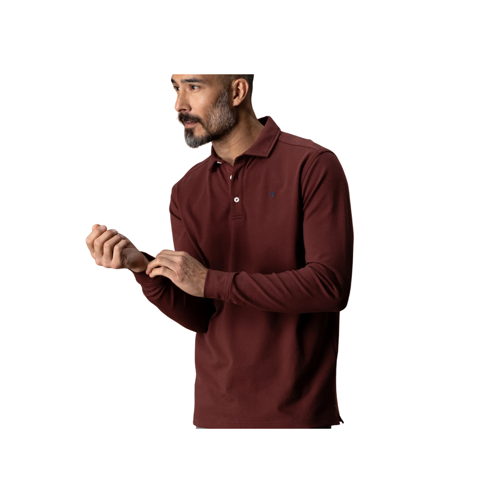 LS Hanover Pima Cotton Pique Polo Solid - Burgundy Brown