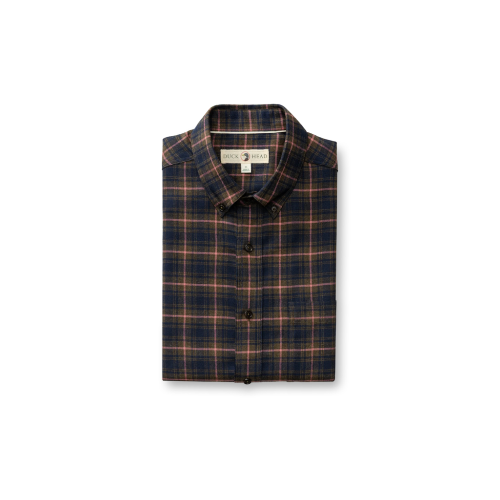 LS Cotton Flannel Sport Shirt - Drayden Plaid - Dark Olive Heather