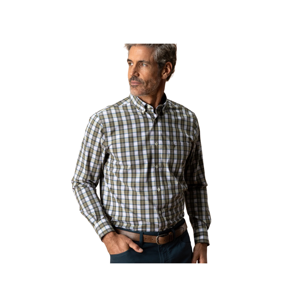 LS Performance Poplin Sport Shirt - Aldridge Plaid - Dark Olive