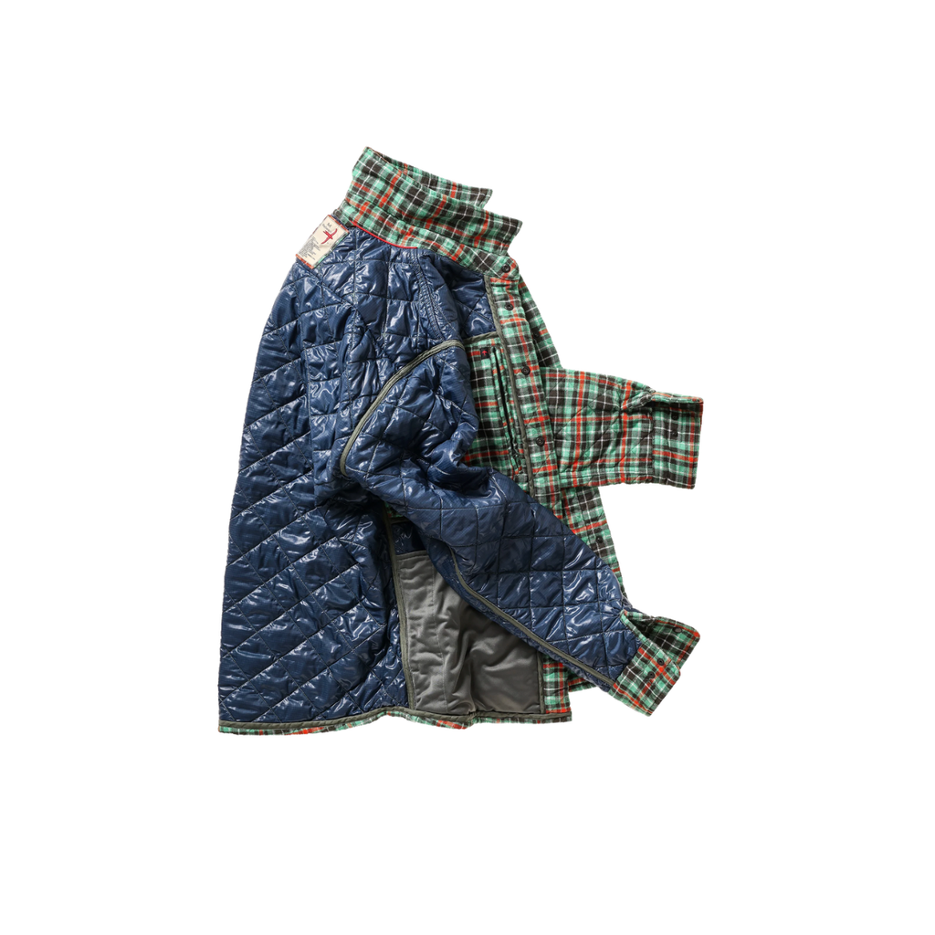Quilted Flannel Shirt Jacket - Green Multi