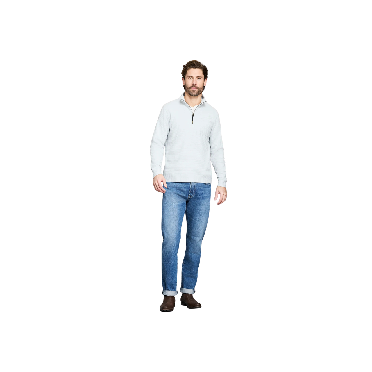 Quilted Half Zip - Beach Blue