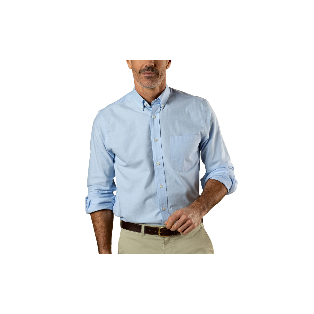 LS Cotton Oxford Sport Shirt - Morris Solid - Serenity Blue
