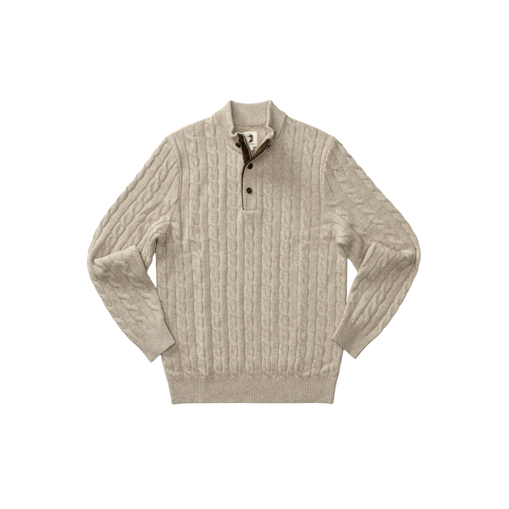 Walcott Merino Cable Knit 1/4 Zip Sweater - Stone Heather