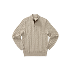 Walcott Merino Cable Knit 1/4 Zip Sweater - Stone Heather