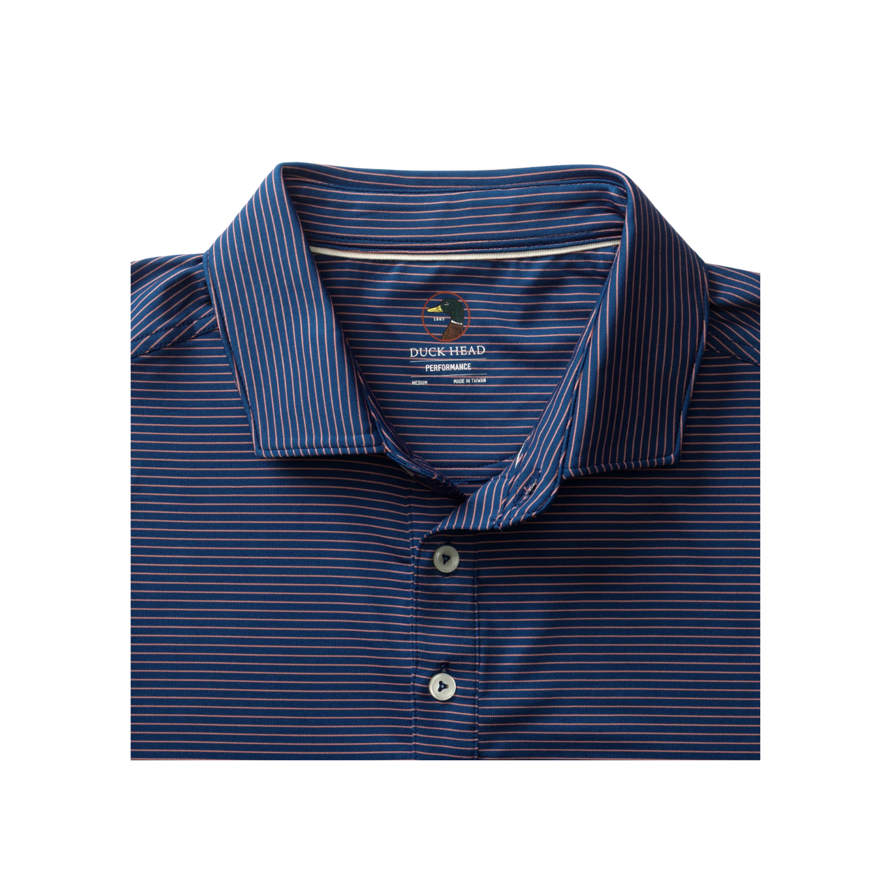 SS Long Drive Performance Polo - Whit Stripe - Navy Peony