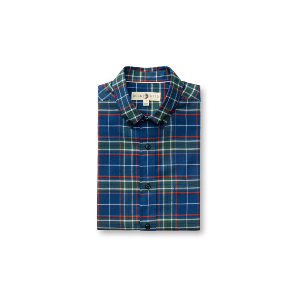 LS Cotton Flannel Sport Shirt - Osborne Plaid - Navy Peony