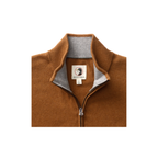 Ridley Cotton Cashmere 1/4 Zip Sweater - Dark Amber Heather