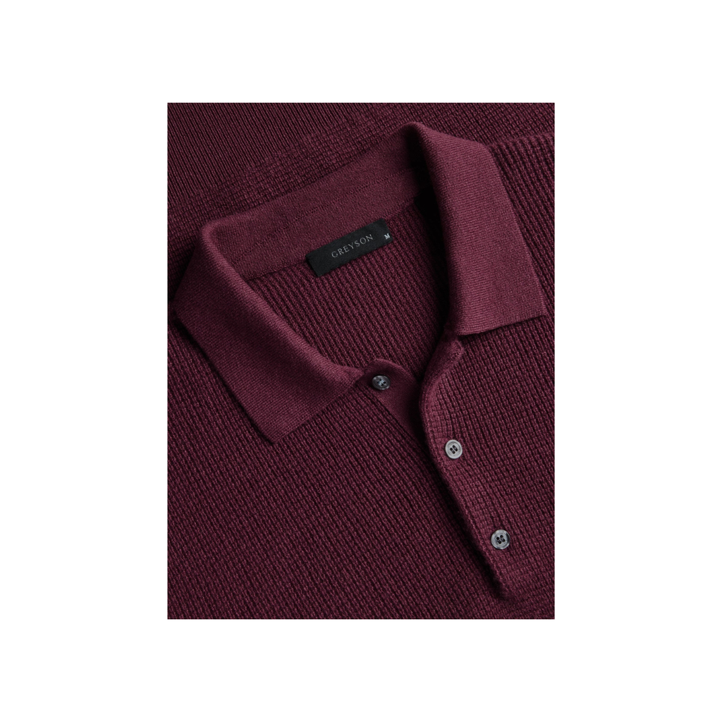 Saratoga Waffle Stitch Sweater Polo - Merlot