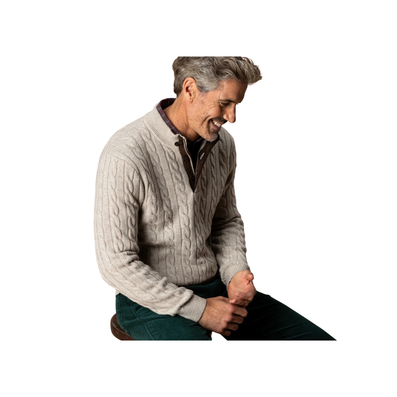 Walcott Merino Cable Knit 1/4 Zip Sweater - Stone Heather