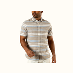 SS Linen Cotton Oxford Sport Shirt - Matthews Stripe - Clay