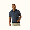 Reeves Stripe Sweater Polo - Navy