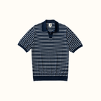 Reeves Stripe Sweater Polo - Navy