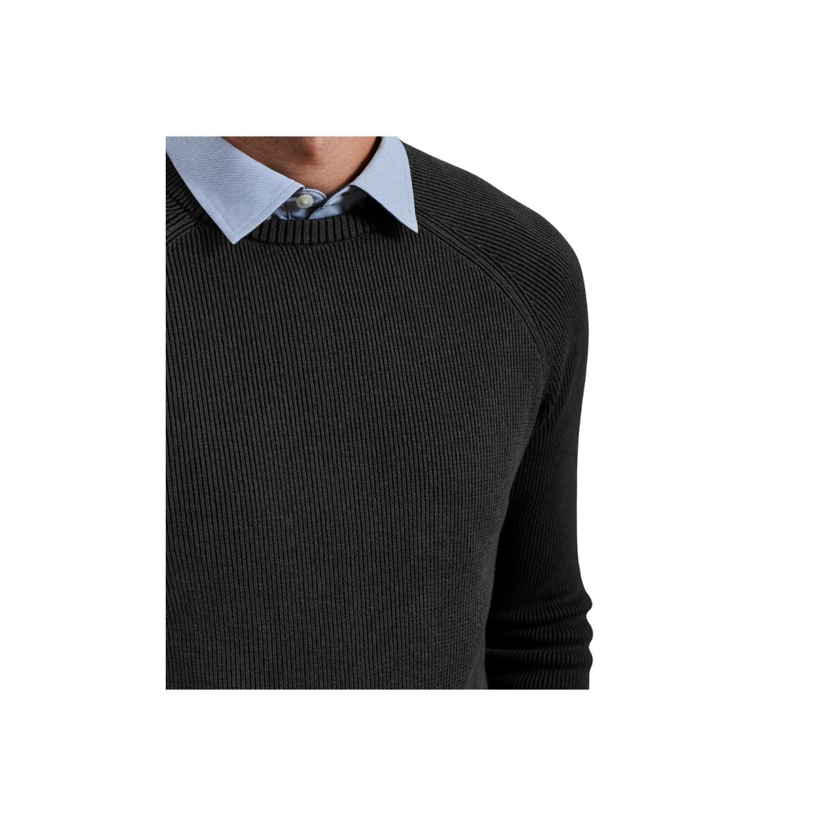 Rib Crew Neck Sweater - Asphalt