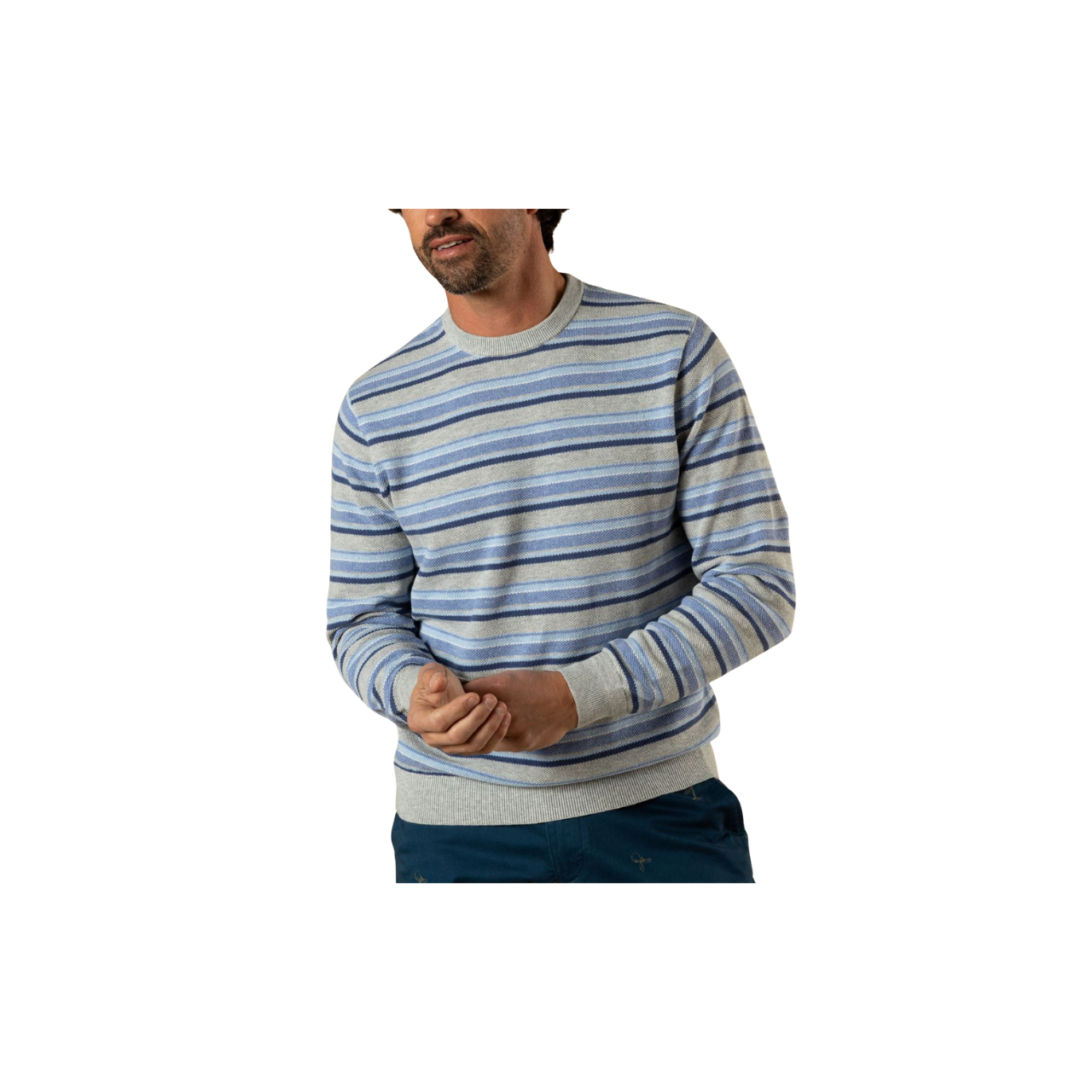 Elmwood Crewneck Stripe Pique Sweater