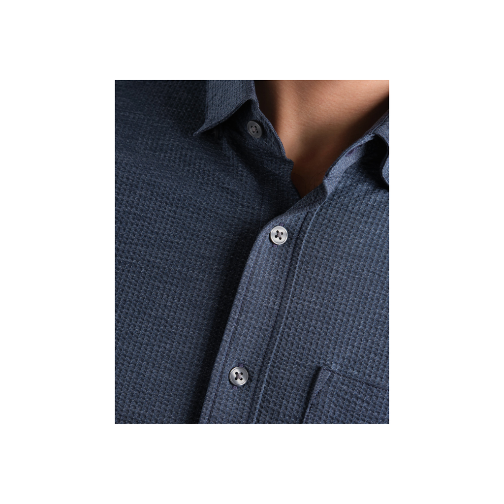 Commuter Seersucker SS Shirt - Navy Chambray