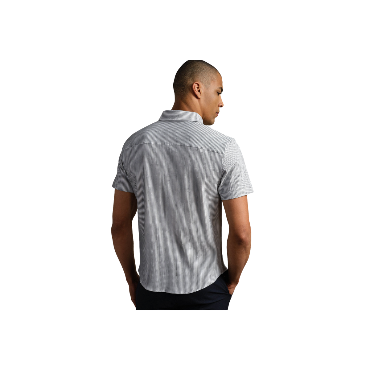 Commuter Seersucker SS Shirt - Stone Stripe