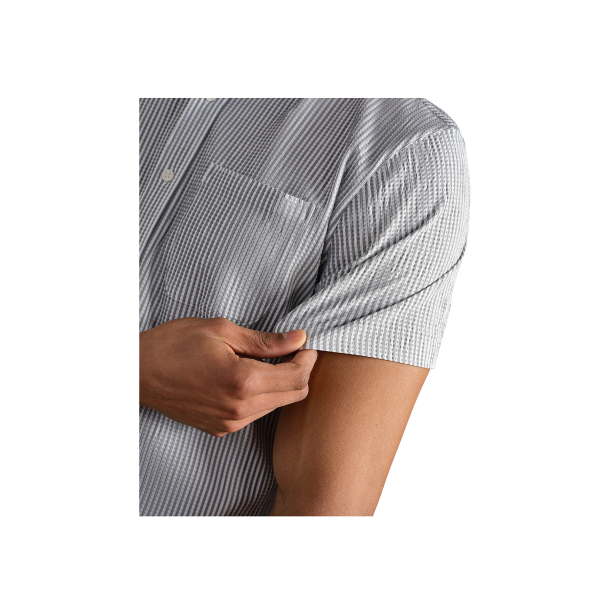 Commuter Seersucker SS Shirt - Stone Stripe