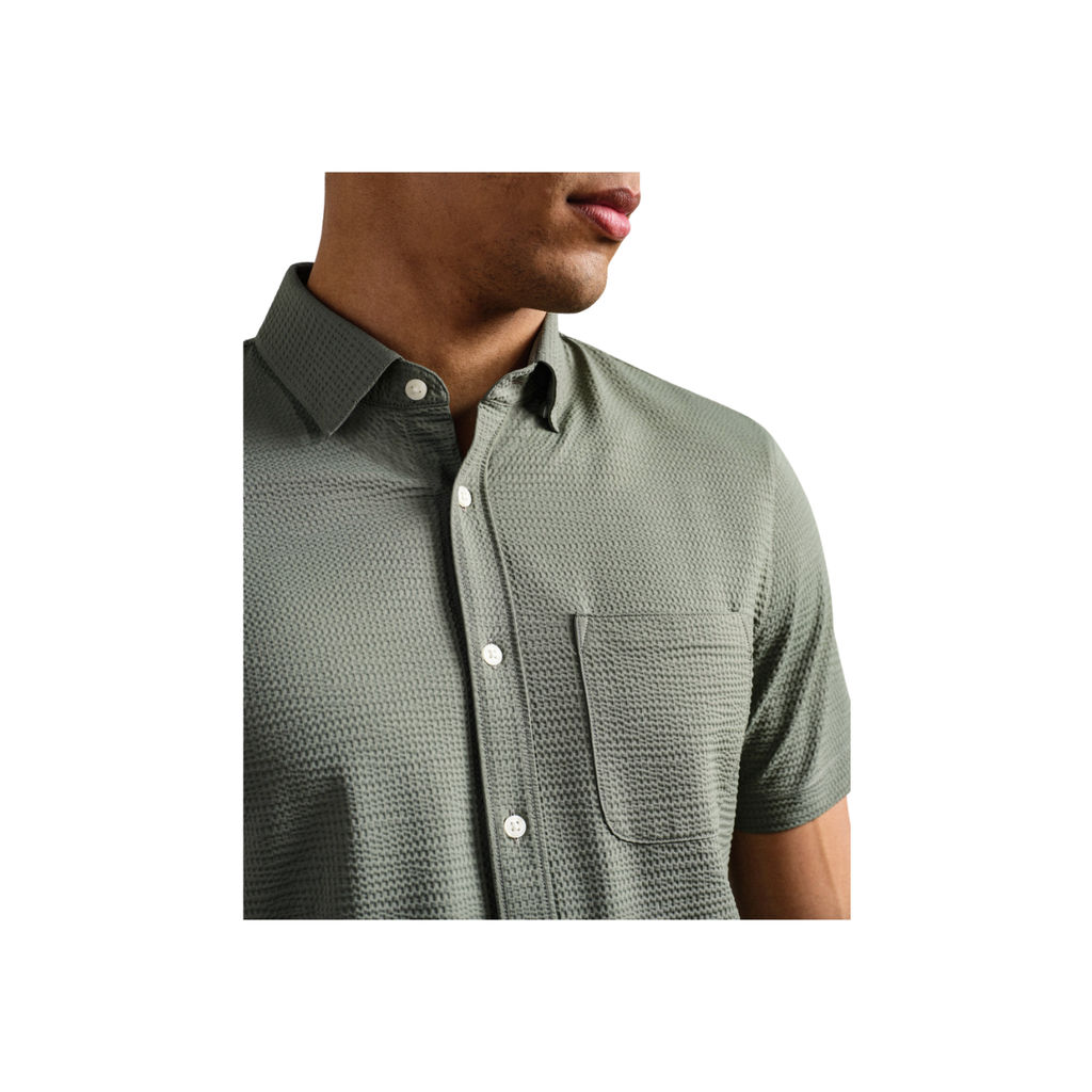 Commuter Seersucker SS Shirt - Olive Shadow