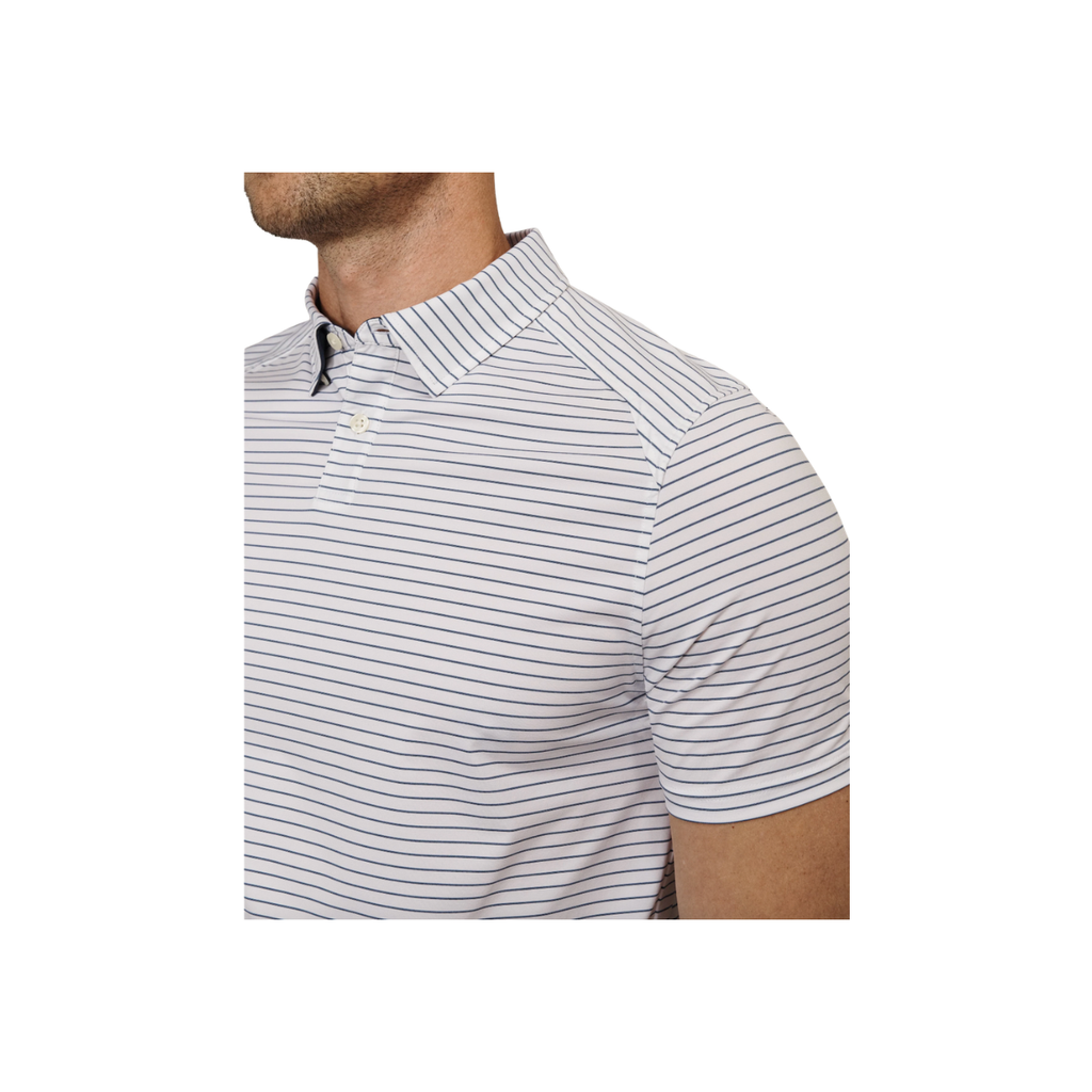 Commuter Polo - White/Navy Pinstripe