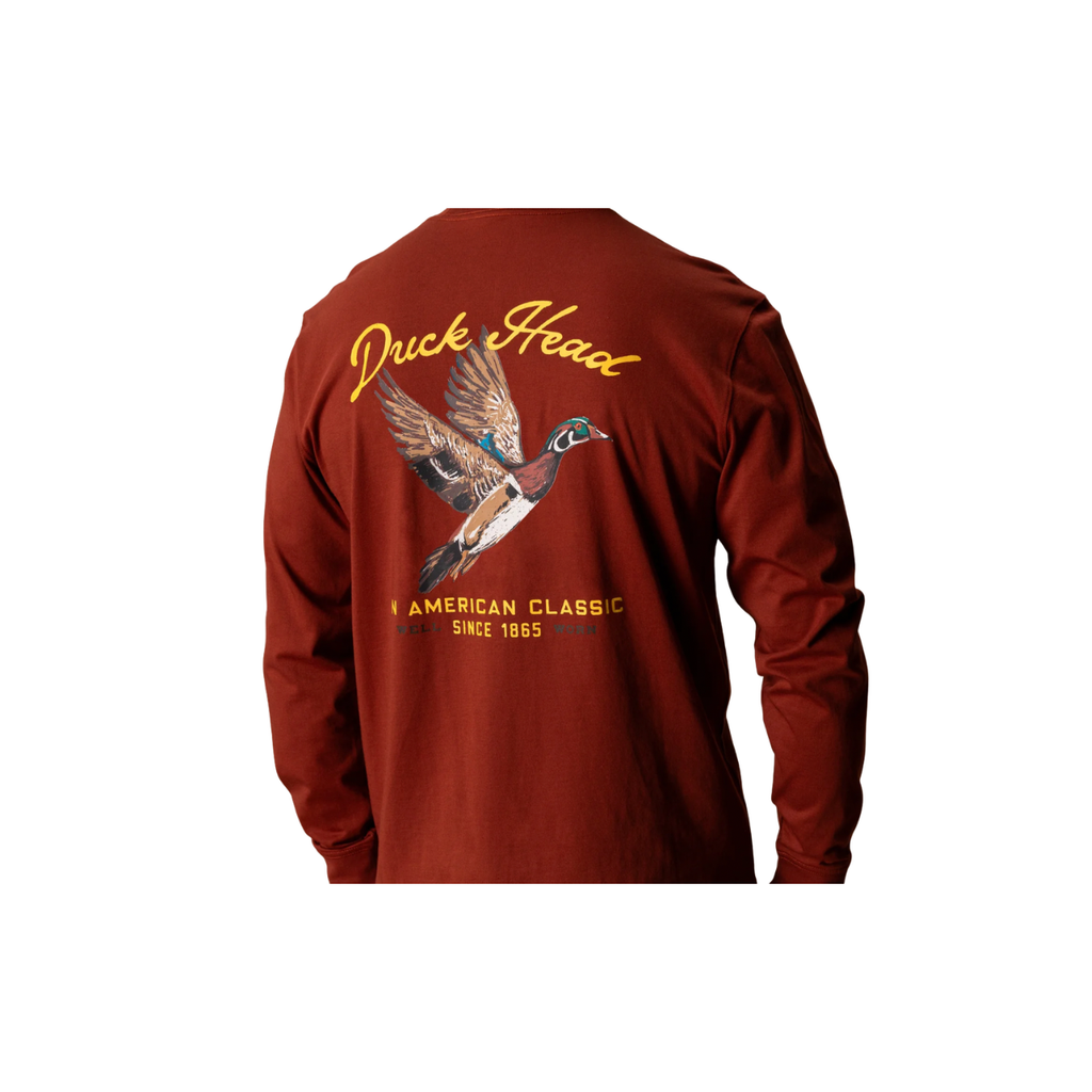 Flying Wood Duck LS T-Shirt - Brandy Brown