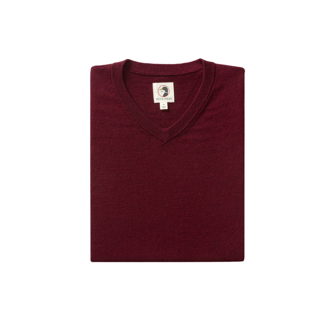 Buckley Merino V-Neck Sweater - Burgundy Heather