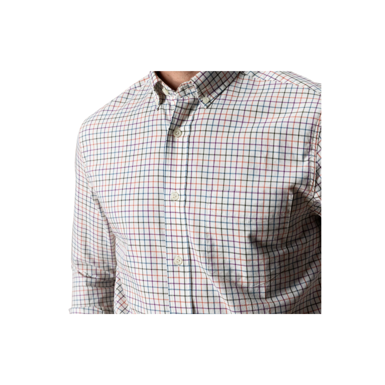 LS Cotton Twill Sport Shirt - Joyner Plaid - Weathered Rose