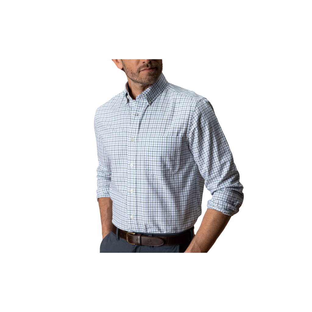 LS Cotton Oxford Sport Shirt - Kline Plaid - Hunter Green