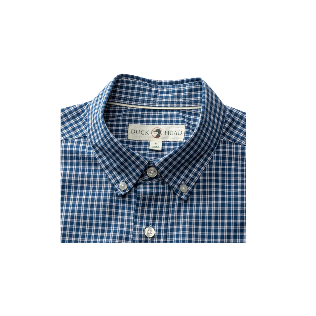 LS Performance Poplin Sport Shirt - Winstead Plaid - Navy Peony