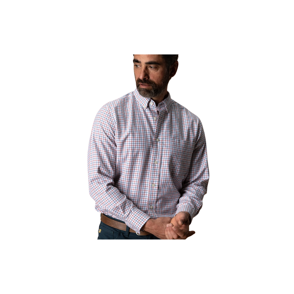 LS Cotton Oxford Sport Shirt - Kline Plaid - Burnt Sienna