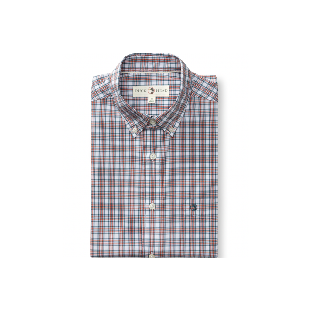LS Performance Poplin Sport Shirt - Barrett Plaid - Cedarwood Red