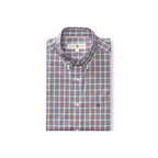 LS Performance Poplin Sport Shirt - Barrett Plaid - Cedarwood Red