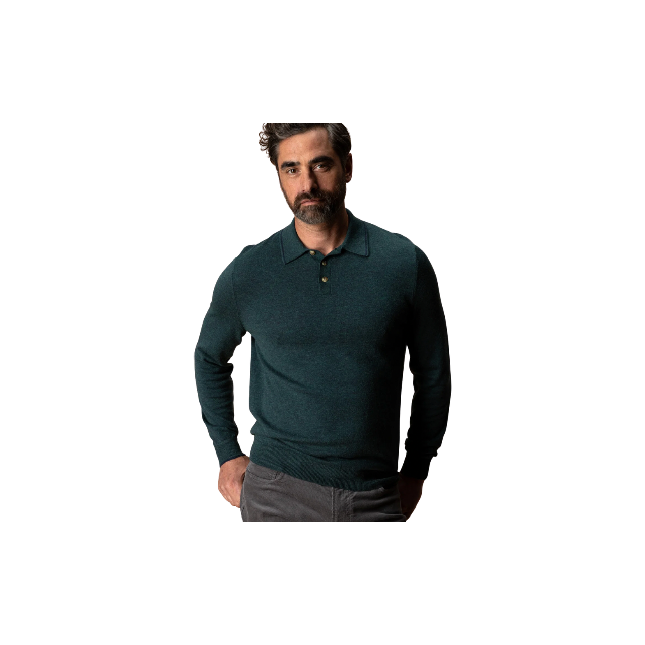 Jonas Merino Polo Sweater - Pine Grove Heather