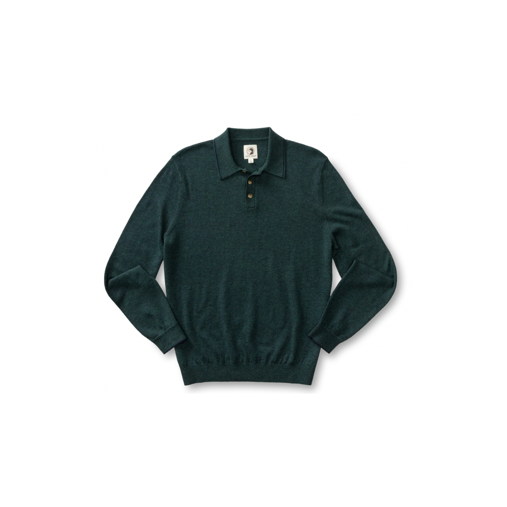 Jonas Merino Polo Sweater - Pine Grove Heather
