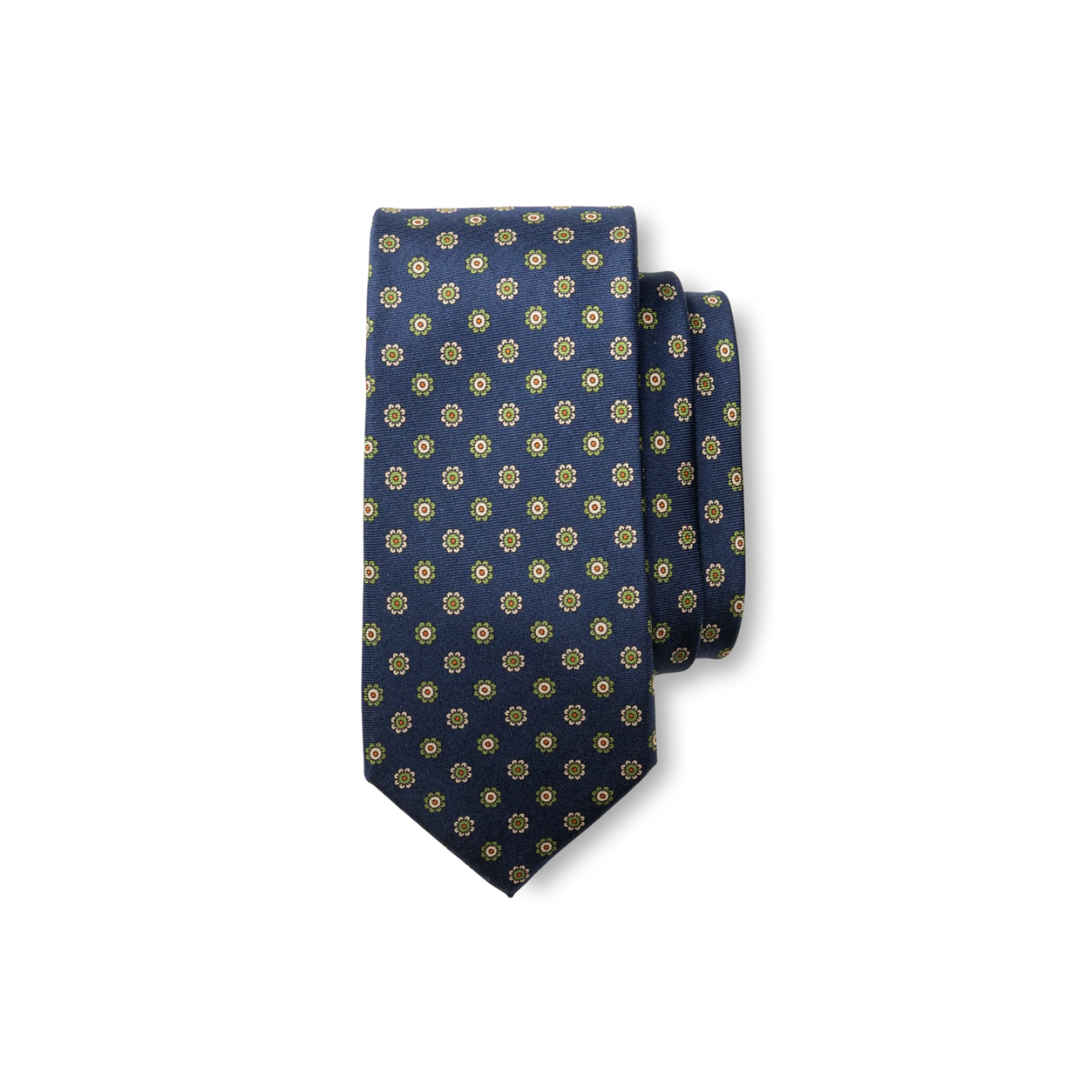 Silk Foulard Tie - Navy