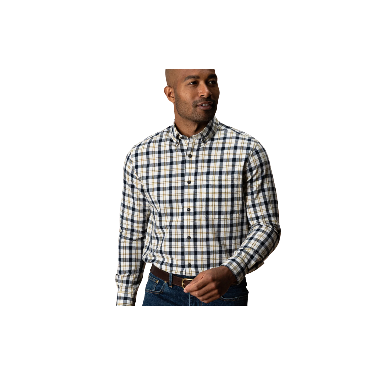 LS Cotton Slub Sport Shirt - Brant Plaid - Deep Navy