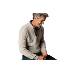 Walcott Merino Cable Knit 1/4 Zip Sweater - Stone Heather