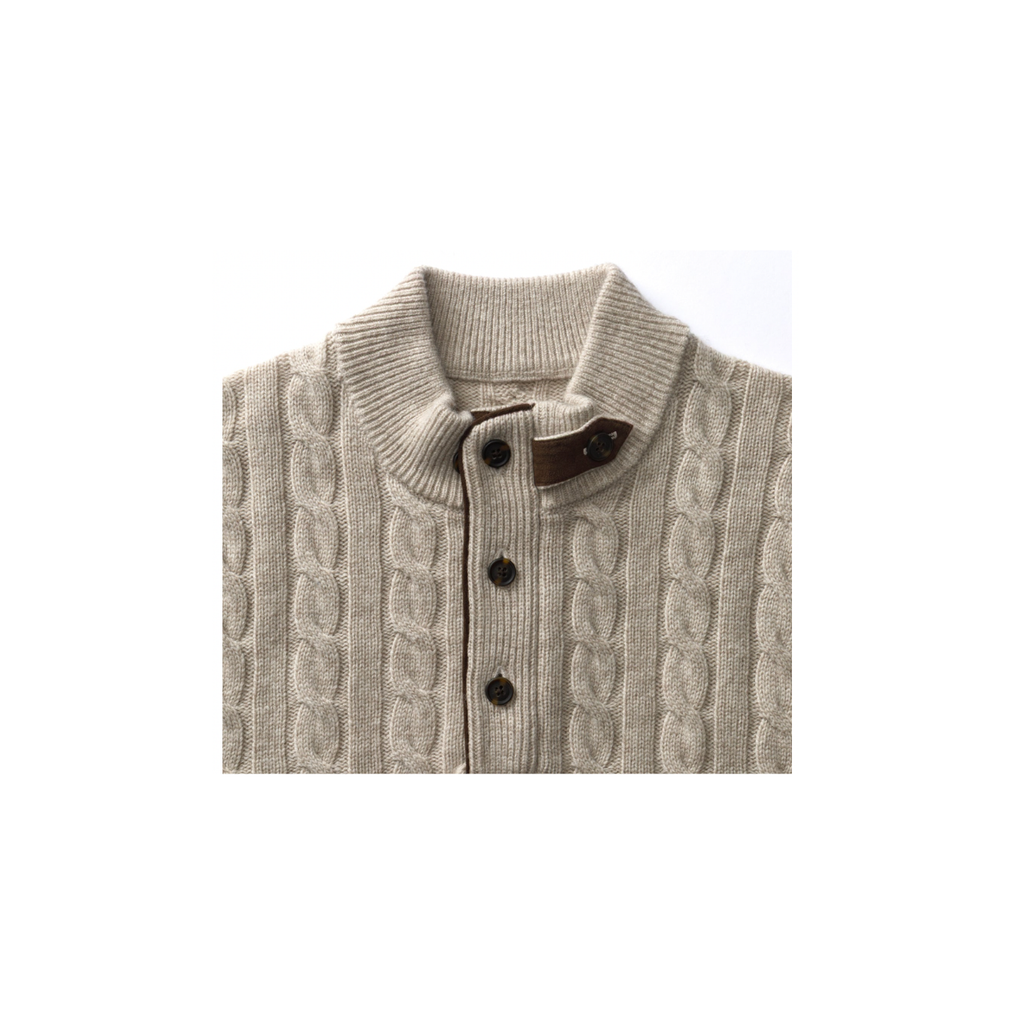 Walcott Merino Cable Knit 1/4 Zip Sweater - Stone Heather