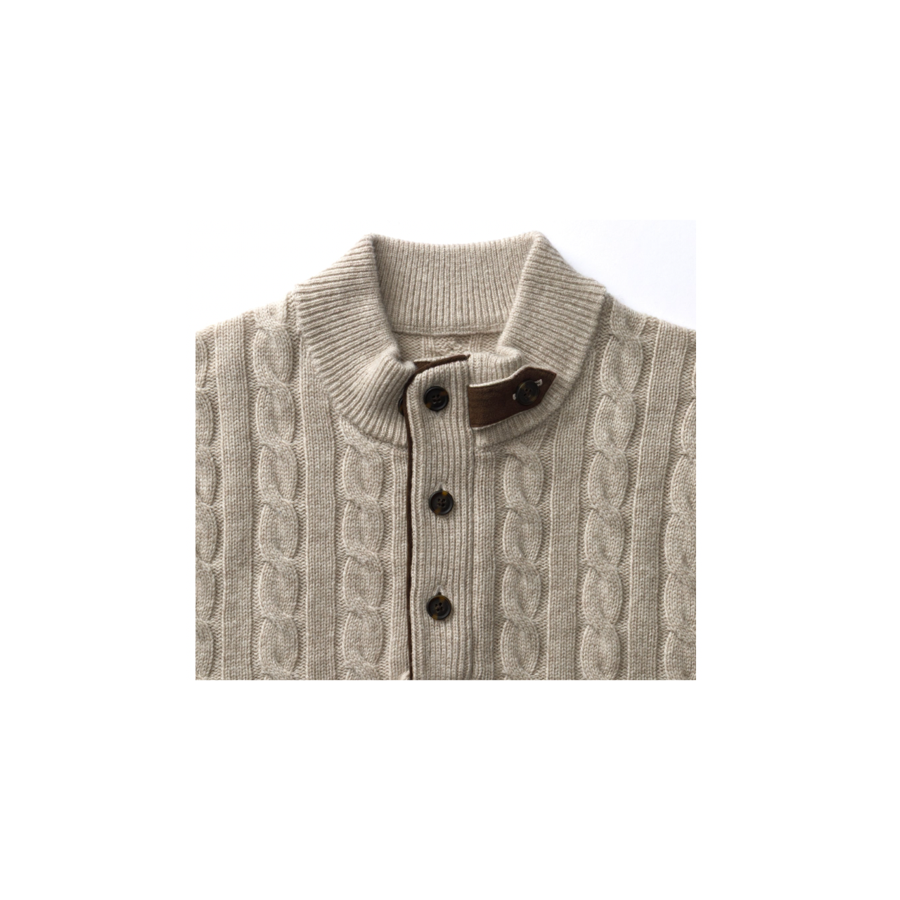 Walcott Merino Cable Knit 1/4 Zip Sweater - Stone Heather